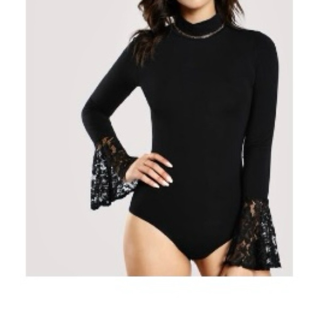 worn once (barely) Mock Neck Bodysuit with Lace Sleeves